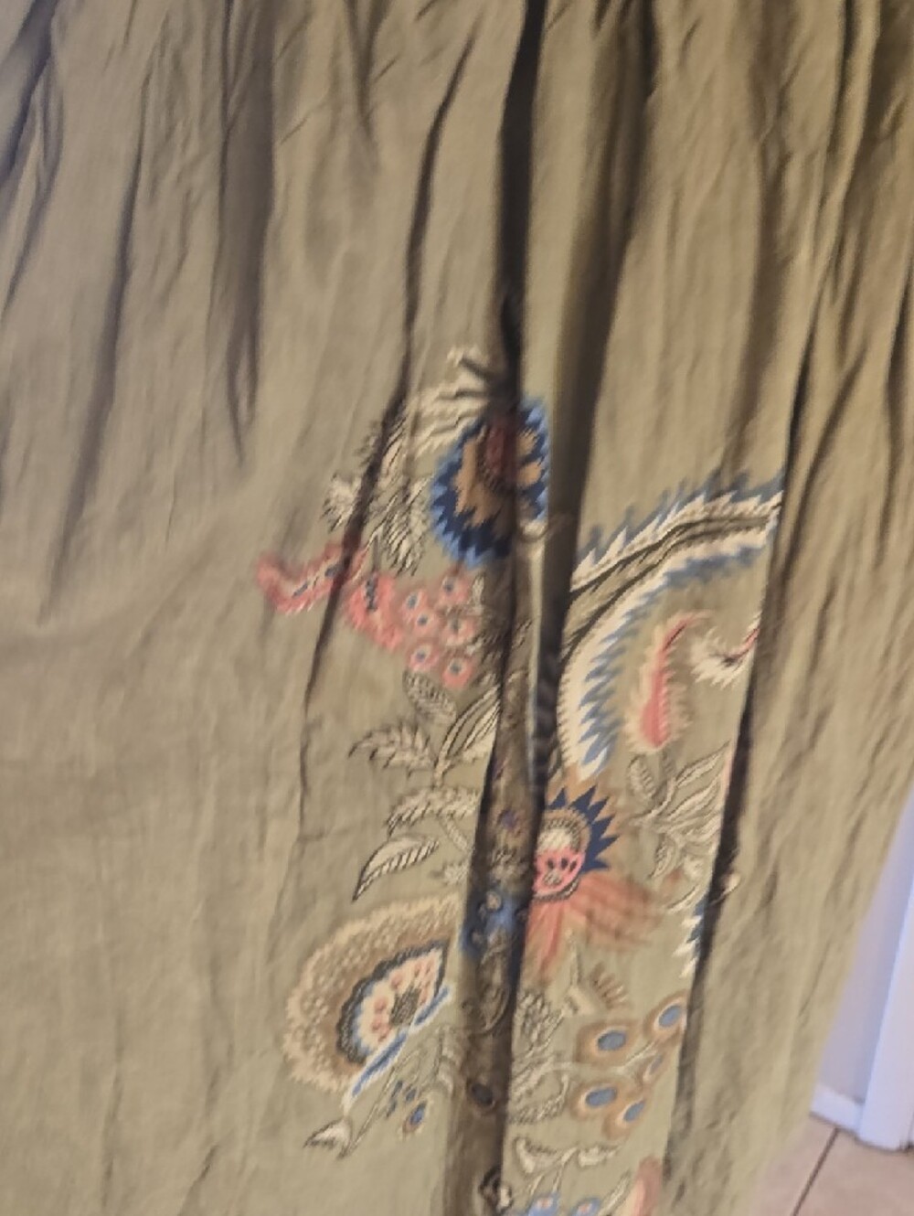 Bohemin Summer Dress..100 Percent Cotton Sage Green Lined Jewels Attached .. - Picture 6 of 12